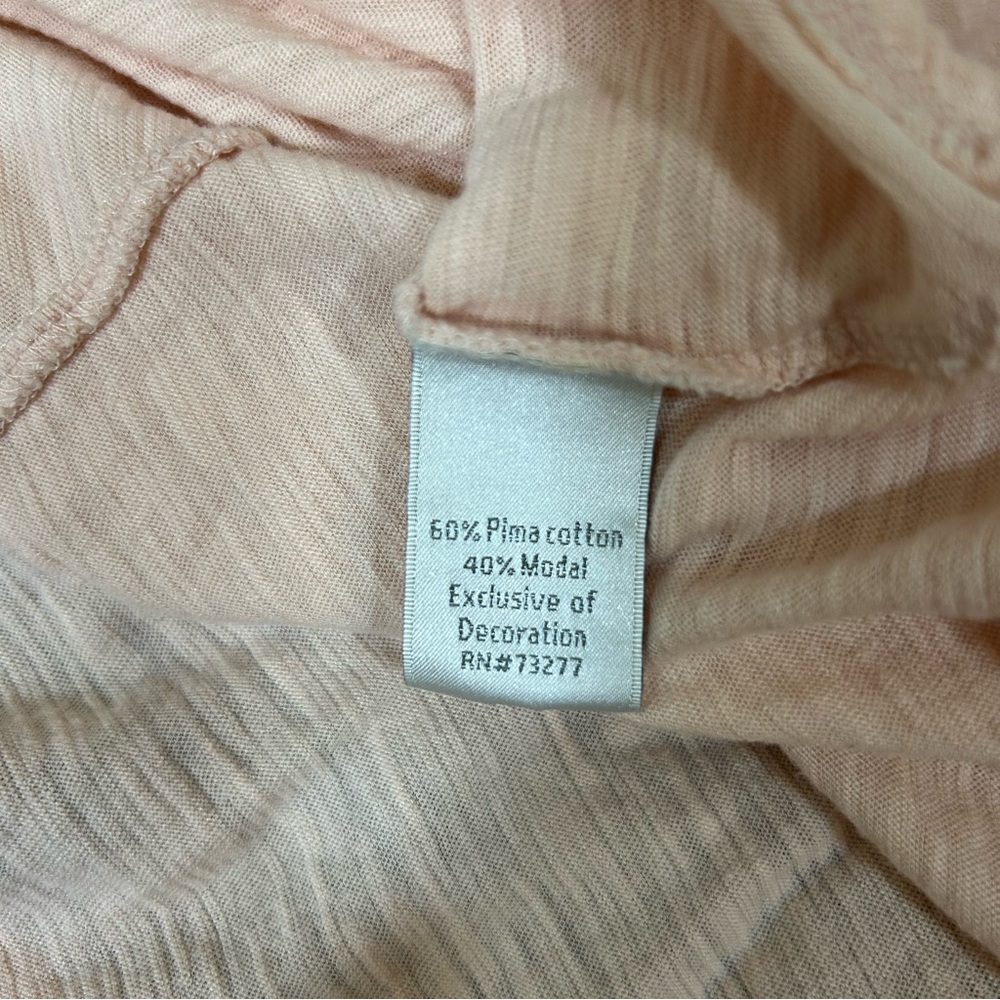 Lauren Conrad Womens Peach Polka Dot Chiffon Bow Tee M Eyelash Trim T Shirt Top - Picture 7 of 8